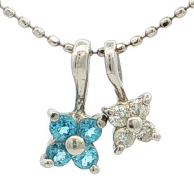 0.08ct フラワーモチーフ 4P ダイヤモンドネックレス ペンダント Pt900-Pt850-2.4g プラチナ【♀】【A】【レディース】/h260528★■615790【中古】