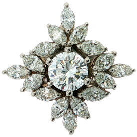 0.88ct 1.61ct フラワーモチーフ ダイヤモンド メレダイヤペンダントトップ Pt900-5.3g プラチナ【N】【メンズ・レディース】/h260711★■619074【中古】