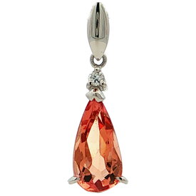 1.66ct 0.03ct インペリアル トパーズ ダイヤモンドペンダントトップ Pt900-1.3g プラチナ 【♀】【N】【レディース】/h260711★■616339【中古】