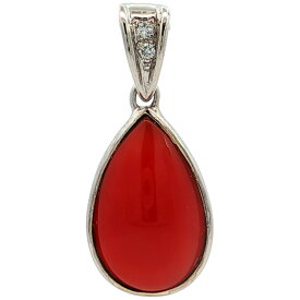 0.03ct シンプルライン 珊瑚 コーラル ペンダントトップ K14WG/585-1.6g ホワイトゴールド【♀】【N】【レディース】/h260724★■620500【中古】