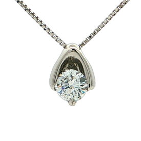 0.215ct ドロップモチーフ プチ ダイヤモンドネックレス ペンダント Pt900-Pt850-2.1g プラチナ 【♀】【N】【レディース】/h260801★■620699【中古】
