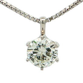 0.876ct シンプルライン 6本爪 ダイヤモンドネックレス ペンダント Pt900-Pt850-4.3g プラチナ【♀】【N】【レディース】/h260801★■620700【中古】