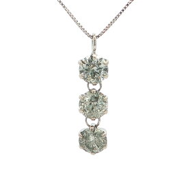 0.7ct 3連セッティング ダイヤモンドネックレス ペンダント K10WG/416-0.9g ホワイトゴールド 【N】【メンズ・レディース】/h260801★■620167【中古】