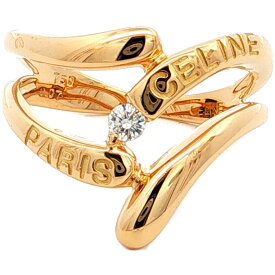 CELINE 0.07ct セリーヌ ロゴ 1P ダイヤモンドリング 指輪 K18YG/750-5.3g 13号 #53 イエローゴールド【♀】【N】【レディース】/h260813★■621165【中古】