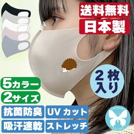 立体フィットマスク2枚セット《ほっこりハリネズミ》　　　　　　　　　　　　　　送料無料　選べるサイズ・カラー　日本製　抗菌防臭　プレゼント