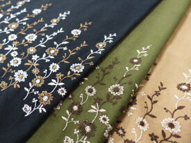 【レース生地 刺繍 生地 布】30ビエラ・片ボーダーレース（RG-25377v）花柄　コットン