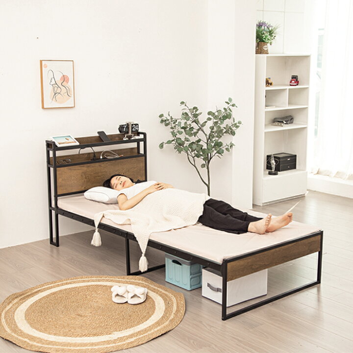 楽天市場】【今だけ選べる特典付き】USB&2口コンセント ベッドフレーム  