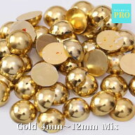 送料無料 ハーフパール 金色 ゴールド サイズいろいろMIX 4mm〜12mm 約18グラム 社交ダンス バレエ 新体…