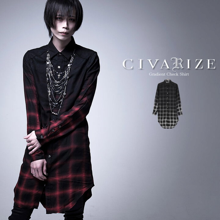 楽天市場 Civarize シヴァーライズ グラデーション加工チェックロングシャツ 全2色 返品 交換対象商品 あす楽対応 シャツ 長袖シャツ ヴィジュアル系 ビジュアル系 V系 チェック 長袖 メンズ モード系 ファッション 服 レディース Civarize公式ストア