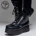 "YOSUKE【ヨースケ】メンズ厚底レースアップブーツスニーカー/全1色"ブラック 黒 スニーカー 厚底 靴 シューズ ヴィジュアル系 地雷系 V系 Visual メンズ ファッション ゴシック 韓国 ゴス モード系 厚底 合成皮革 原宿系 スニーカー