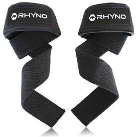 RHYNO リストストラップ　lifting straps ブラック 黒 ジム での ウェイトリフティング・トレーニング・筋トレ デッドリフト　チンニング　ラットプルダウン　時に おすすめ バーベル　ダンベル　送料無料