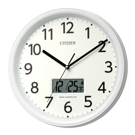CITIZEN | シチズン 電波 壁掛け 時計 アナログ 掛時計 夜静か 連続秒針 静音 カレンダー温湿度計 自動切換 温度 湿度 直径 30cm 丸型 シンプル スタンダード インテリア 寝室 リビング | 8FYA05-003 / 06