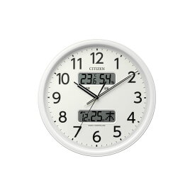 CITIZEN | シチズン 電波 壁掛け 時計 アナログ 掛時計 夜静か 連続秒針 静音 カレンダー 温湿度計 液晶表示 直径 35cm 丸型 シンプル スタンダード インテリア 寝室 リビング オフィス 会議室 | 8FYA06-003 / 06