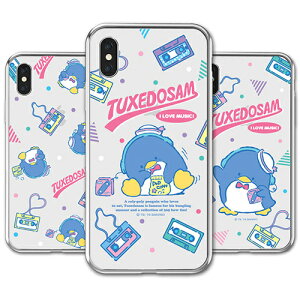 79 TI ^LV[hT iPhone Galaxy [[ P[X Jo[ X}zP[X SANRIO TUXEDOSAM Clear Jelly Case Cover