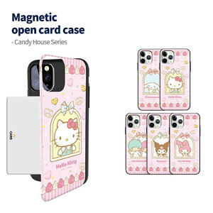 SI TI Lf[ nEX iPhone Galaxy }Olbg J[h hA op[ P[X Jo[ X}zP[X Sanrio Characters Hello Kitty and Friends Candy House Magnetic Card Door Bumper Case Cover J[h2[