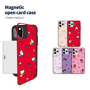 SI �T�����I �p�^�[�� A iPhone Galaxy �}�O�l�b�g �J�[�h �h�A �o���p�[ �P�[�X �J�o�[ �X�}�z�P�[�X Sanrio Characters Hello Kitty and Friends Pattern A Magnetic Card Door Bumper Case Cover �J�[�h2�������[�ł�����p