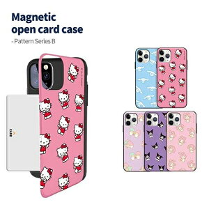 SI TI p^[ B iPhone Galaxy }Olbg J[h hA op[ P[X Jo[ X}zP[X Sanrio Characters Hello Kitty and Friends Pattern B Magnetic Card Door Bumper Case Cover J[h2[łp