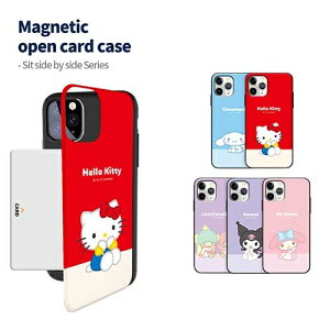 SI TI ō iPhone Galaxy }Olbg J[h hA op[ P[X Jo[ X}zP[X Sanrio Characters Hello Kitty and Friends Sit Side by side Magnetic Card Door Bumper Case Cover J[h2[