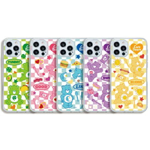 CQ PAxA J[ `FbN iPhone Galaxy NA [[ P[X Jo[ X}zP[X Care Bears Color Check Clear Jelly Case Cover
