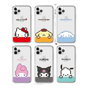 79 TI sNZ A[g s[Ju[ iPhone Galaxy [[ P[X Jo[ X}zP[ Sanrio Characters Pixel Art BBAEKKOM Clear Jelly CASE COVER