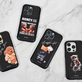 ベアフレンズ iPhone Galaxy マグネット カード ドア バンパー ケース カバー スマホケース BEAR FRIENDS MAGNET CARD DOOR BUMPER カード2枚が収納できる実用性 ミラーが入っております。TM