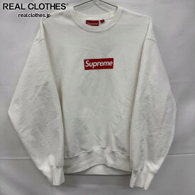 【中古】Supreme/シュプリーム【25SS】Washed Box Logo Crewneck/裏起毛 ボックスロゴ トレーナー/ホワイト/L