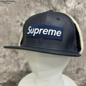 【中古】Supreme×New Era/シュプリーム×ニューエラ【22AW】Leather Earflap Box Logo/レザー イヤーフラップ ボックスロゴ フライトキャップ