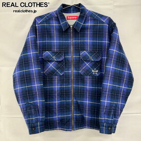【中古】Supreme/シュプリーム【25AW】Thermal Lined Zip Up Flannel Shirt/サーマル ラインド ジップ アップ フランネル 長袖シャツ/ブルー/M
