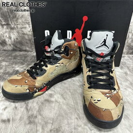 【中古】Supreme×NIKE/シュプリーム×ナイキ AIR JORDAN 5 RETRO/エアジョーダン5 レトロ デザートカモ 824371-201/28.0