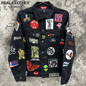【中古】Supreme/シュプリーム Patches Denim Trucker Jacket/パッチーズ デニム トラッカー ジャケット/ブラック/S