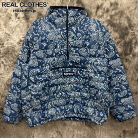 【中古】Supreme/シュプリーム【22AW】Micro Down Half Zip Hooded Pullover/ペイズリー柄 ハーフジップ フーディー プルオーバー/ジャケット/XL