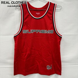 【中古】【未使用】Supreme/シュプリーム 【19SS】Rhinestone Basketball Jersey/ラインストーン バスケットボールジャージ/タンクトップ/レッド/M
