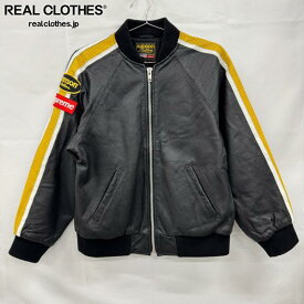 【中古】Supreme×Vanson/シュプリーム×バンソン【20SS】Leathers Perforated Bomber Jacket/バンソン レザー ボンバージャケット/ブラック/M