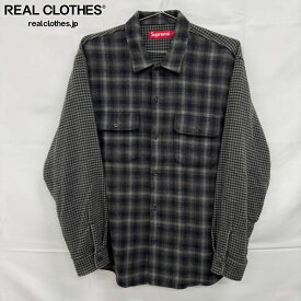 【中古】Supreme/シュプリーム【23AW】Houndstooth Plaid Flannel Shirt/ハウンドトゥース プレイド フランネル シャツ/ブラック/M