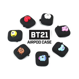 BT21 Apple AirPods Black Silicone/第1世代/第2世代/エアーポッズ ソフト ケース カバー