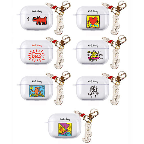 SK 輸入 Keith Haring キース ヘリング Airpods Pro Clear Jelly 数量限定 エアーポッズ プロ 第1世代 Key ソフト 第2世代 第3世代 カバー Ring ケース
