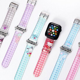 ST SANRIO Characters Clear Apple Watch Band アップルウォッチ バンド クリアバンド ベルト 45mm 44mm 42mm 41mm 40mm 38mm ベルト 時計バンド アップルウォッチバンド ギャラクシー ウォッチ 20mm 腕時計ストラップ