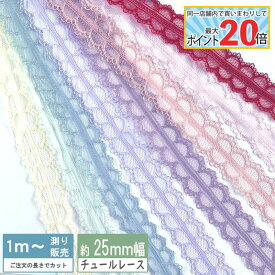 チュールレース リボン 25mm（全12色）カラーレースリボン