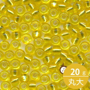 MIYUKI シードビーズ 丸大 8/0 約3mm #6 イエロー銀引 20グラムバラ 約780粒入り ミユキビーズ