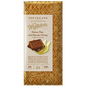チョコレート 板チョコ 海外 ウィッタカー Whittaker's ペア＆マヌカハニー ミルクチョコレート 100g 送料無料