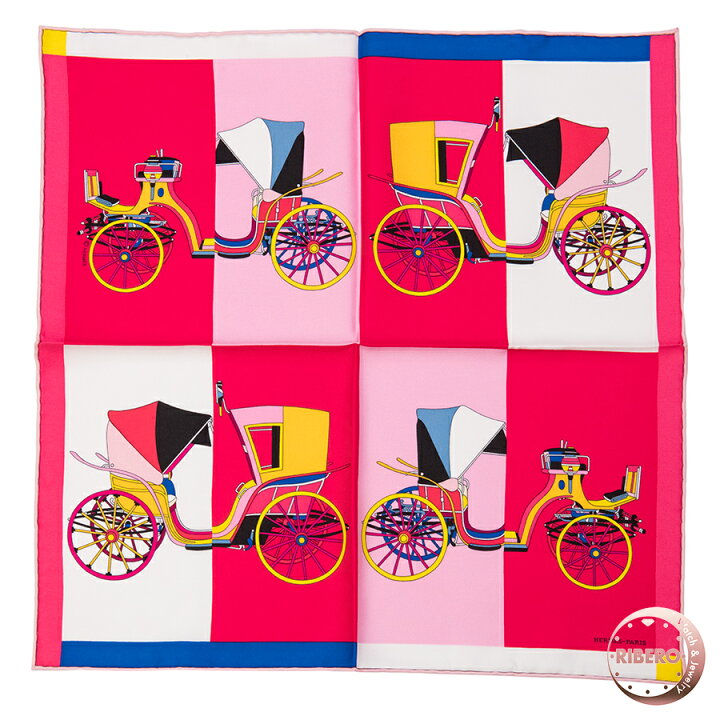 【最大5万円OFFクーポン!7/15〜】HERMES エルメス Voitures Exquises 精巧な馬車 カレ45 スカーフ ピンク ホワイト【未使用】【中古】 | RIBERO楽天市場店