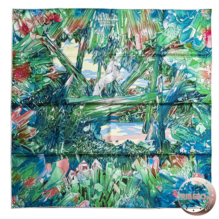 楽天市場】HERMES エルメス カレ90 La Vallee de Cristal ラ・ヴァレ  