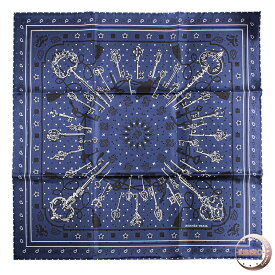 HERMES エルメス カレ55 Les Cles Bandana レ・クレ・バンダナ 043984S 07 スカーフ ブルー ホワイト【中古】