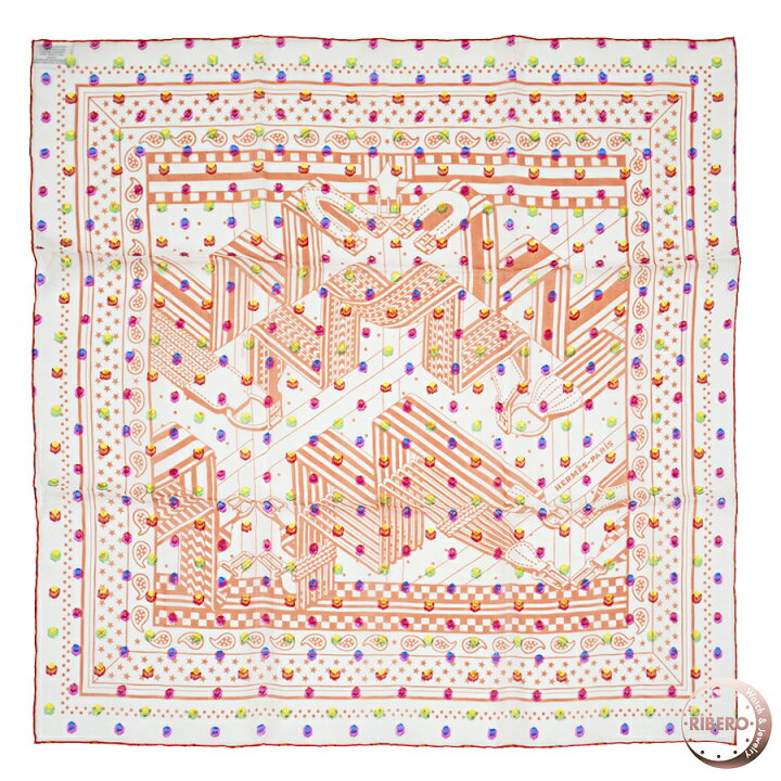 楽天市場】HERMES エルメス カレ60 Sangles en Zig Zag Bandana Pois 