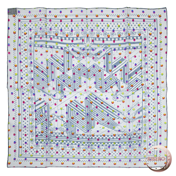 楽天市場】HERMES エルメス カレ60 Sangles en Zig Zag Bandana Pois  