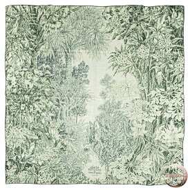 HERMES エルメス スカーフ カレ140 カレジェアン All'Orto Botanico di Palermo パレルモの植物園にて 244121S 05 ショール ストール 2024AW カシミヤ シルク グリーン ベージュ【中古】