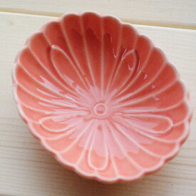 プチフラワーオーバル小皿 ピンク (陶器,和食器,和風,和皿,プレート,楕円)
