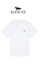 MAISON KITSUNE(メゾンキツネ） グレーフォックスヘッドロゴ Tシャツ【白/ホワイト】【メンズ】【キツネ】【GM00118KJ0008】【クルーネック】【2023春夏新作】【送料無料】
