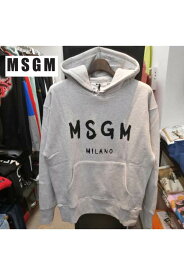 MSGM（エムエスジーエム）プルオーバパーカ−【メンズ】【GRAY/グレイ】【裏起毛】【2000MM515】【ロゴパーカー】【長袖】【フード】【フロントロゴ】