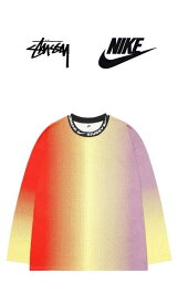 Stussy × NikeプリントロングモックネックTシャツ【メンズ】【イエロー/オレンジ】【Stussy × Nike NRG LS Top "Multi Color"】【スポーツ】【長袖/ロンT】【正規品】【メンズ/ユニセックス】